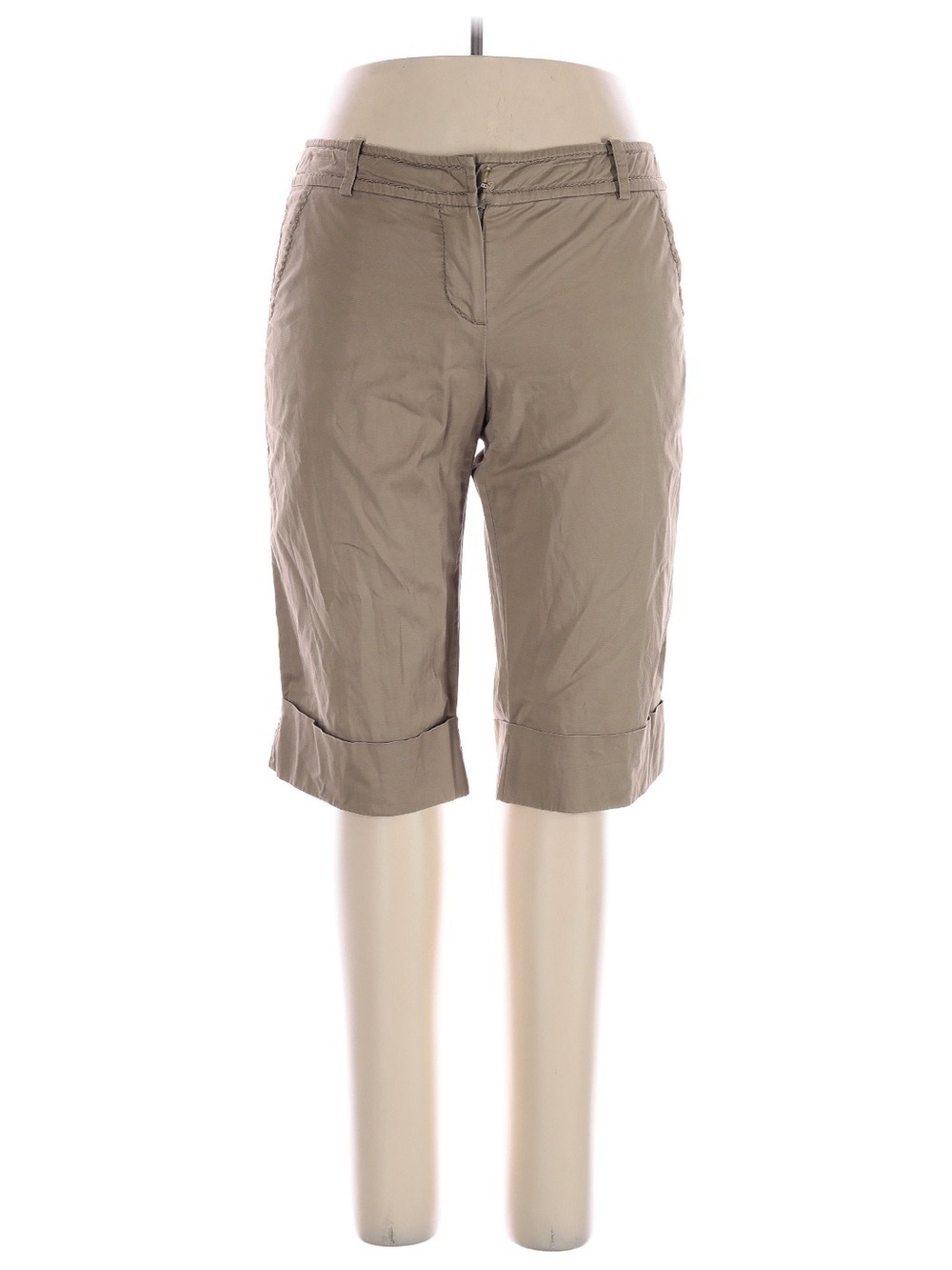 Trina Turk Tan Roll-Cuff Bermuda Shorts